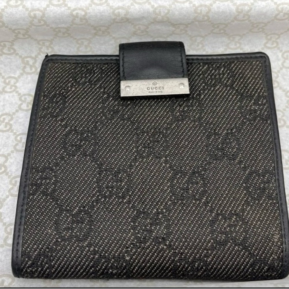 Auth used GUCCI purse Leather wallet Italy gg 513 Canvas Black Supreme